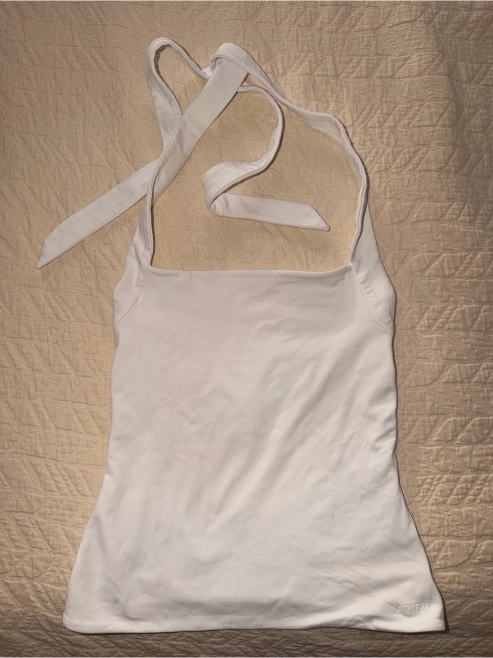 Aritzia White Halter Tie Tank Top